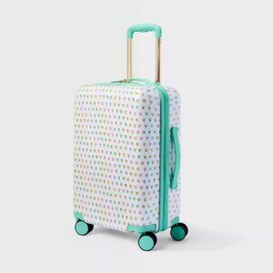 Disco Hearts Wave Hardside Spinner Carry On Suitcase White/Teal - Roller Rabbit